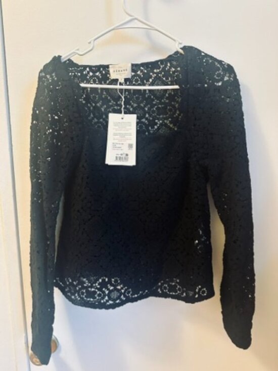 Sezane Alvere Blouse Black - Size 8 - Picture 2 of 6